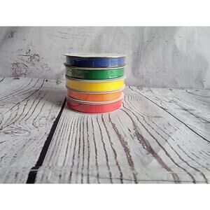 Lot 5 Grosgrain Red Orange Yellow Green Blue 3/8 In 10 Yd Each Ribbon New